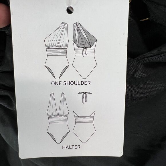 Chelsea28 Swimsuit Womens Large Black One Piece Convertible 4 Way Halter Plunge - Picture 4 of 16